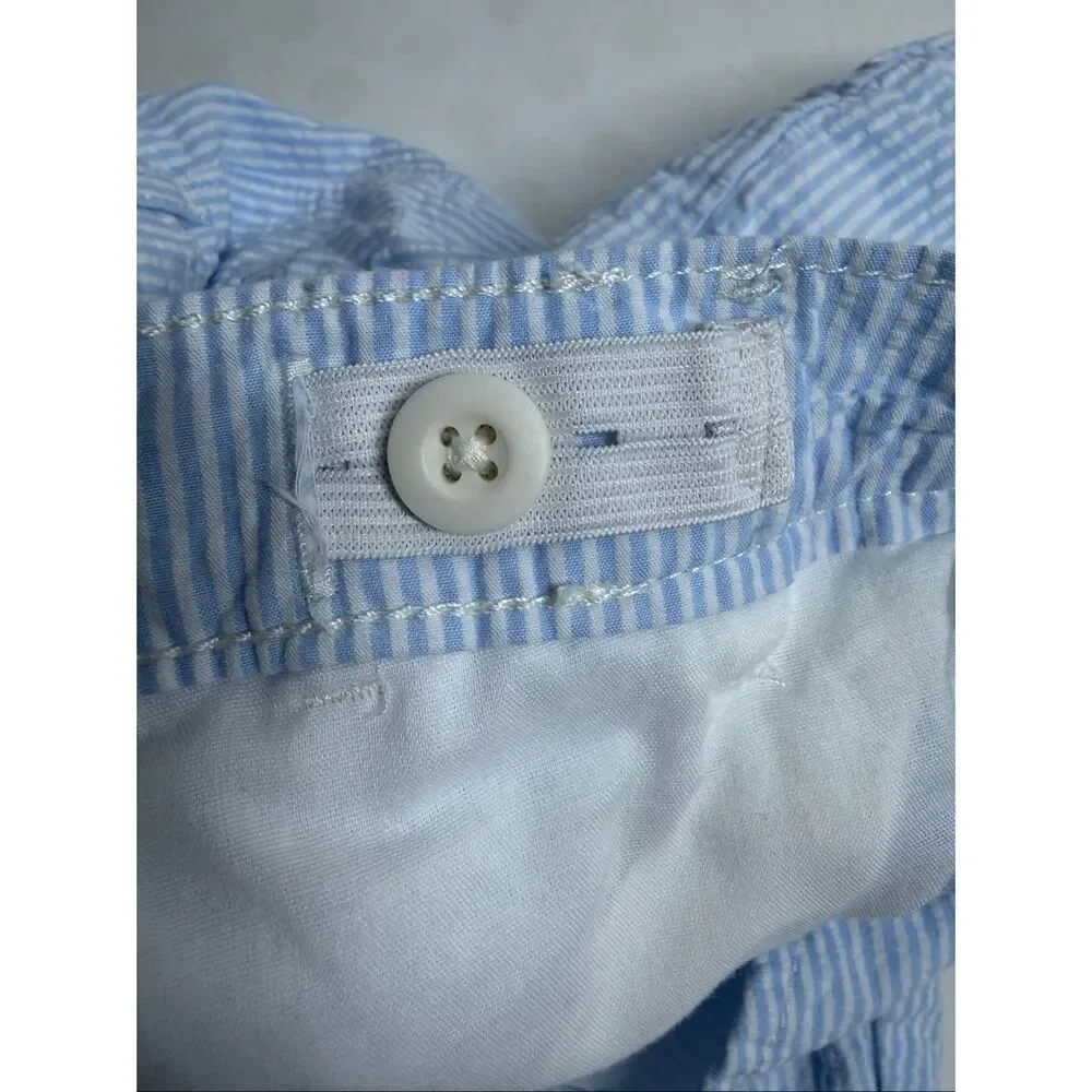 Gymboree Girls Seersucker Shorts Size 10 Blue White Stripe Cotton Summer Preppy